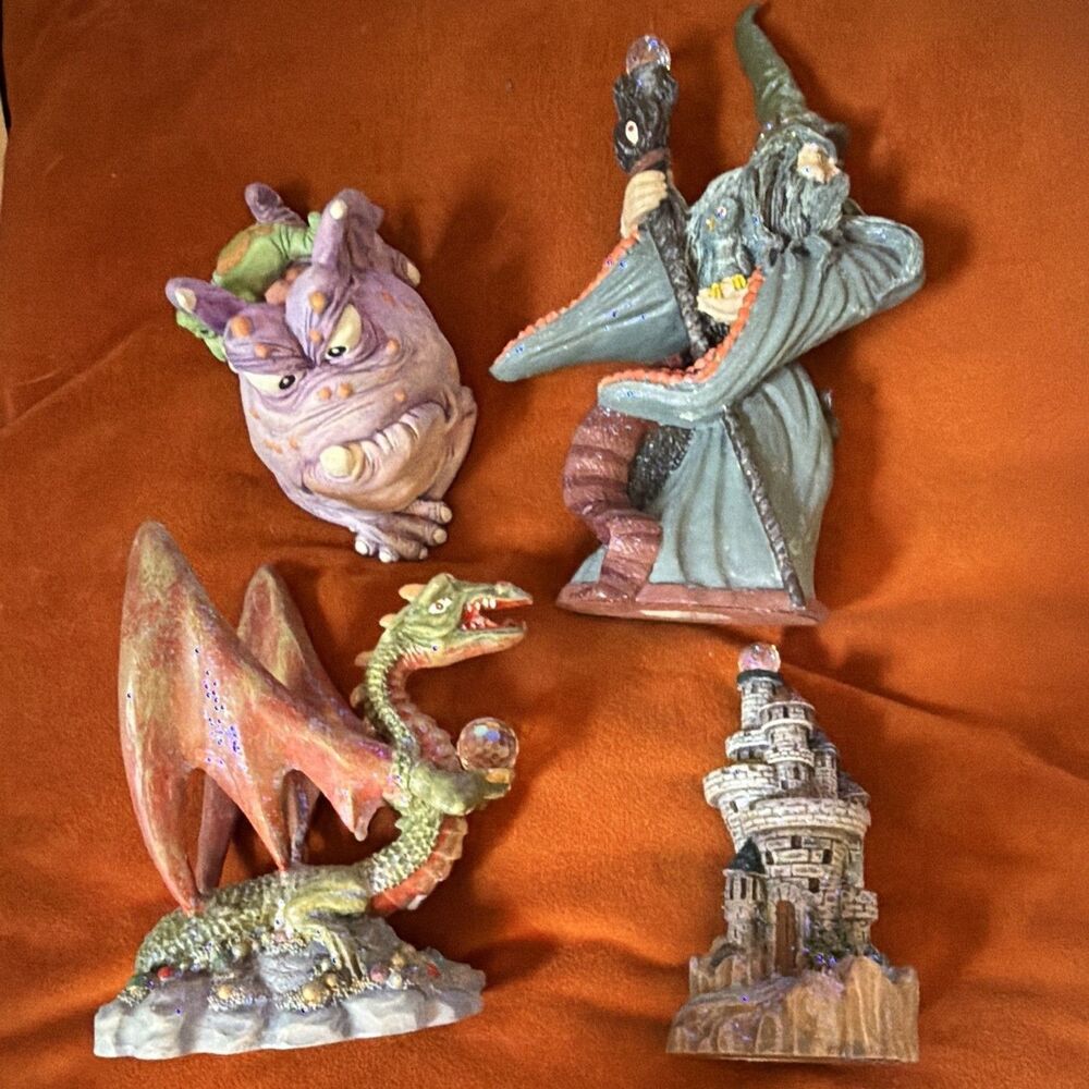 Spoontiques Fantasy Resin Figurines Set of 4 Painted, Muzzwor the Sixth & Skregg